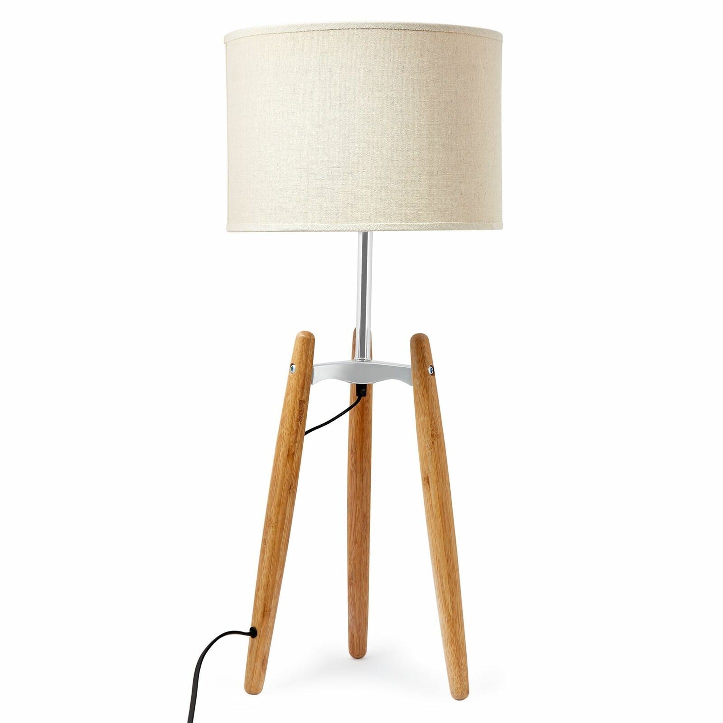 73cm Bamboo Tripod Table Lamp Light Modern Vintage w Beige Shade