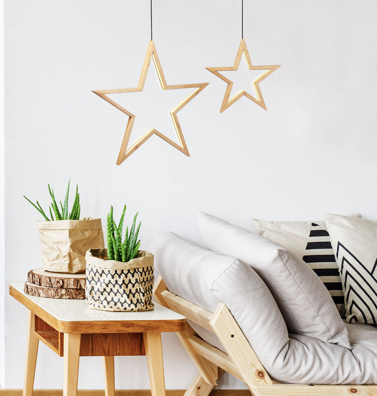 Ceiling Lamp Large Bamboo Star LED Hanging Light Natural Home Decor Pendant