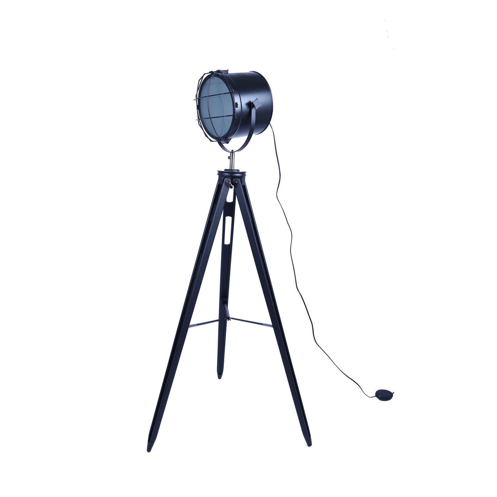 158cm Nautical Tripod Floor Lamp w Matte Black Lamp Head Searchlight Spot Light