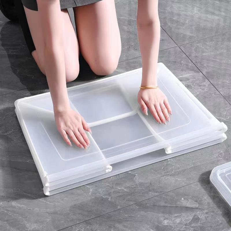 Modular Clear Foldable Storage Box 3x 37L with Lid Plastic Tub - Collapsible