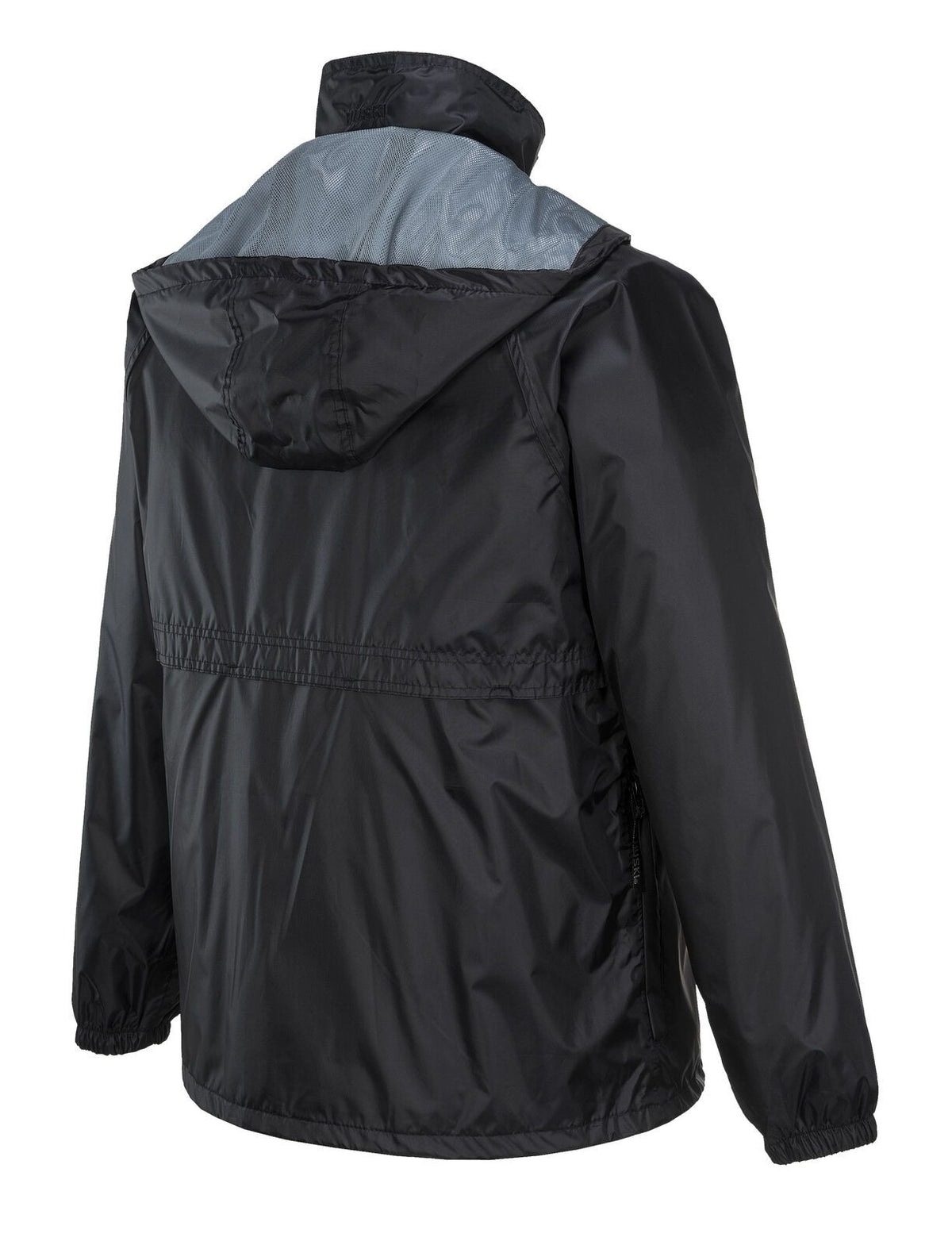 HUSKI STRATUS RAIN JACKET Waterproof Workwear Concealed Hood Windproof Packable - Black