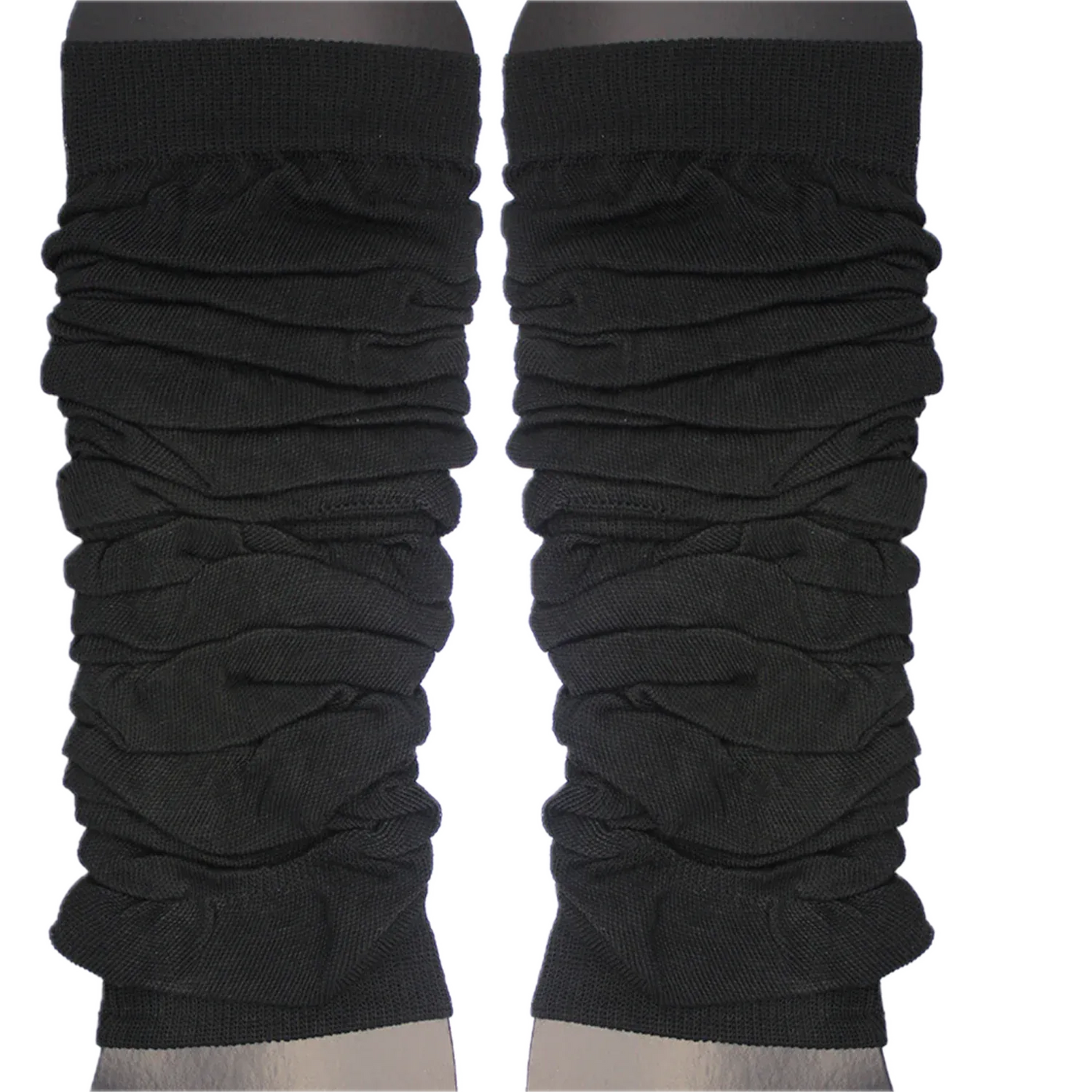 LEG WARMERS Knitted Womens Neon Party Knit Ankle Fluro Dance Costume 80s Pair - Black