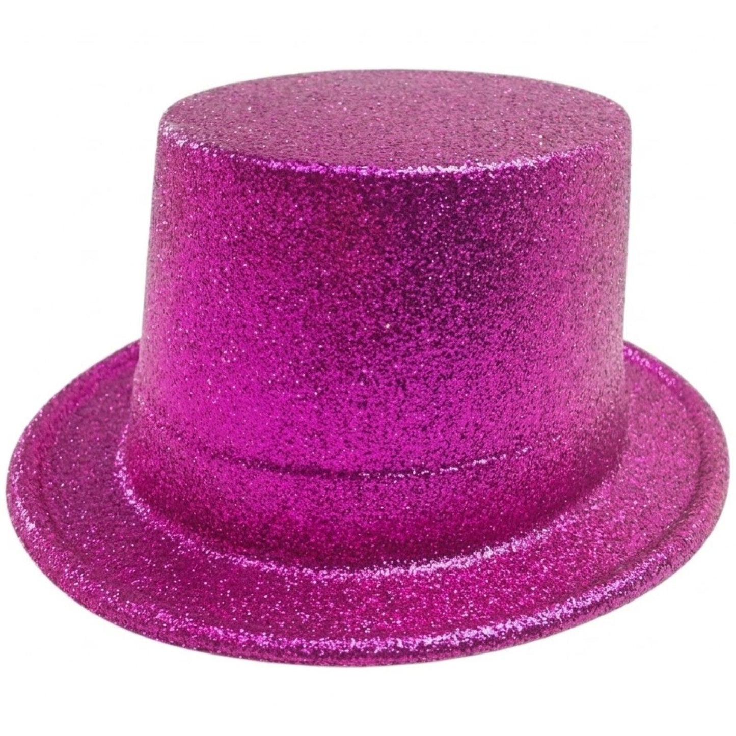 GLITTER TOP HAT Fancy Party Plastic Costume Tall Cap Fun Dress Up Sparkle - Hot Pink