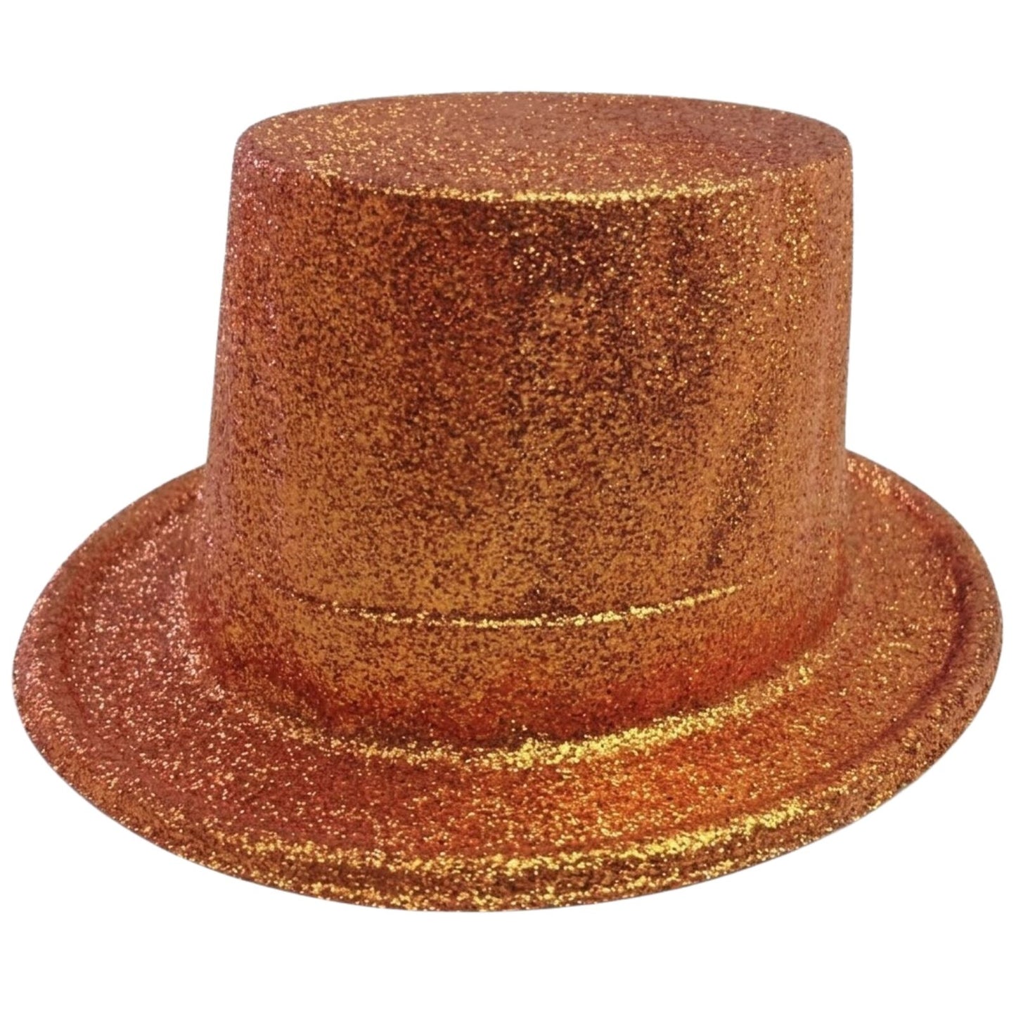 GLITTER TOP HAT Fancy Party Plastic Costume Tall Cap Fun Dress Up Sparkle - Orange