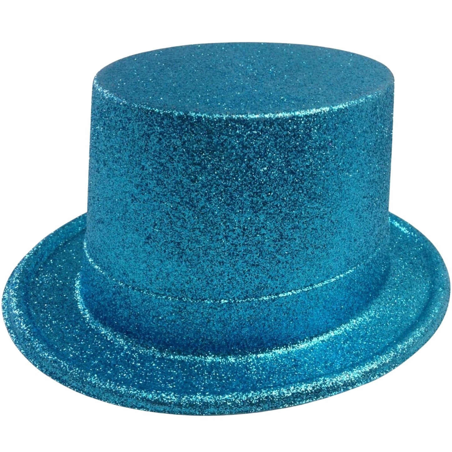 GLITTER TOP HAT Fancy Party Plastic Costume Tall Cap Fun Dress Up Sparkle - Sky Blue