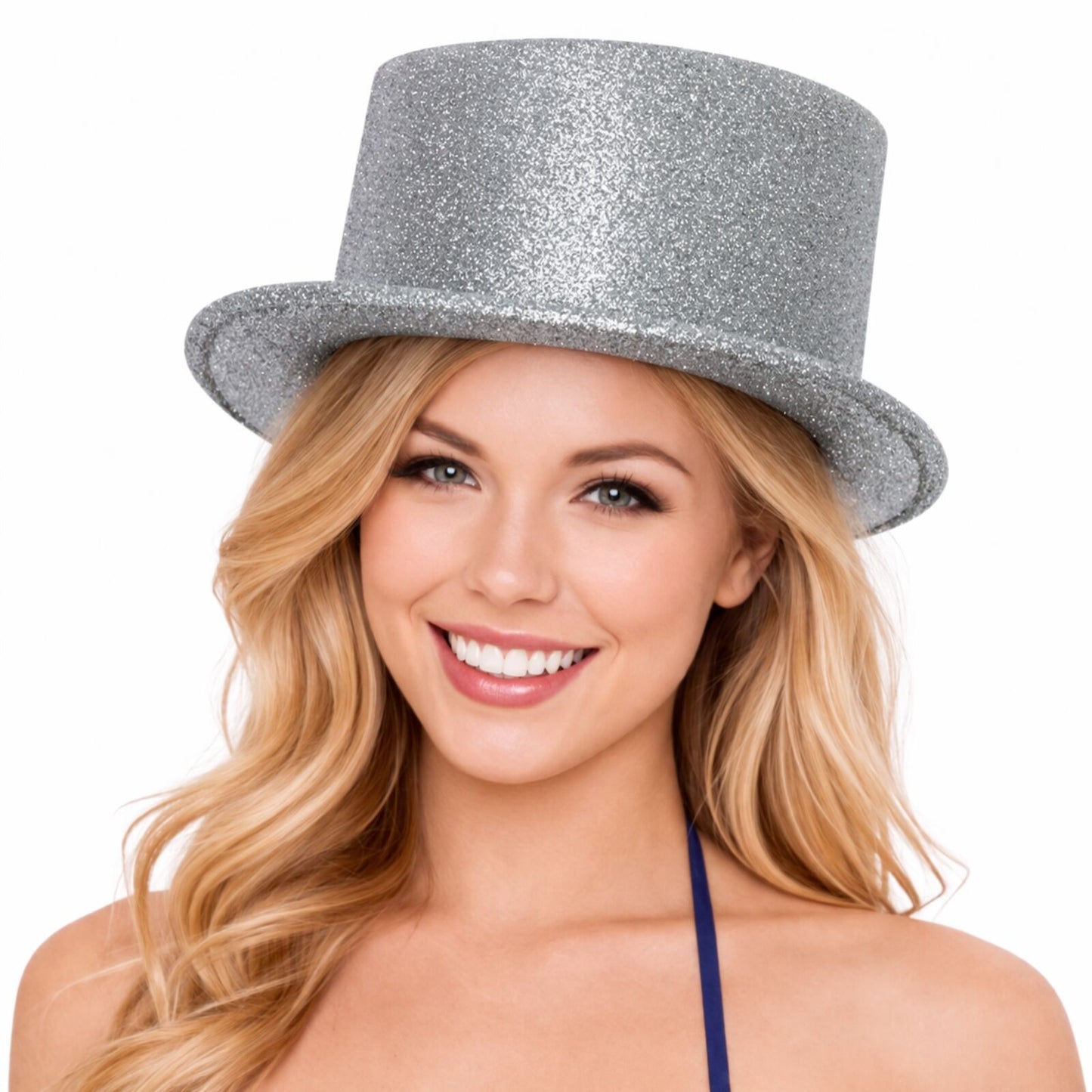 GLITTER TOP HAT Fancy Party Plastic Costume Tall Cap