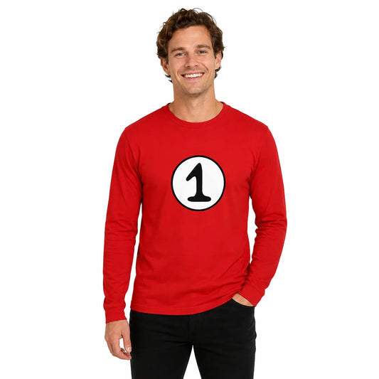 Adult Cat In The Hat Thing 1 Dr Seuss Red Top Party Costume Book Week  - S