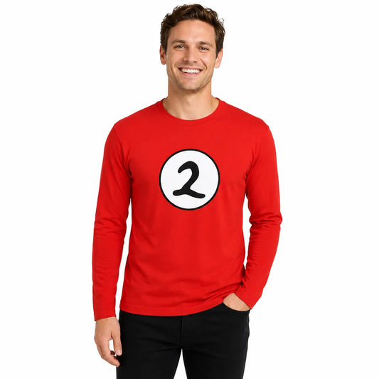 Adult Cat In The Hat Thing 2 Long Sleeve Red Top Costume Book Week - L