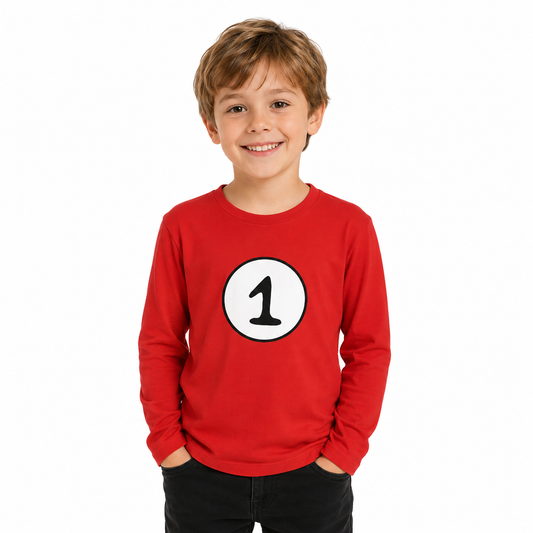 Kids Cat In The Hat Thing 1 Dr Seuss Red Top Party Costume Book Week Childrens - S (4-5 Years Old)