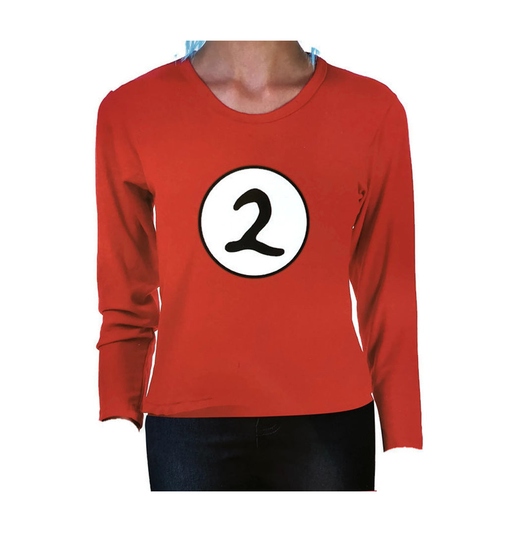 Kids Cat In The Hat Thing 2 Long Sleeve Red Top Party Costume Book Week - L (10-12 Years Old)