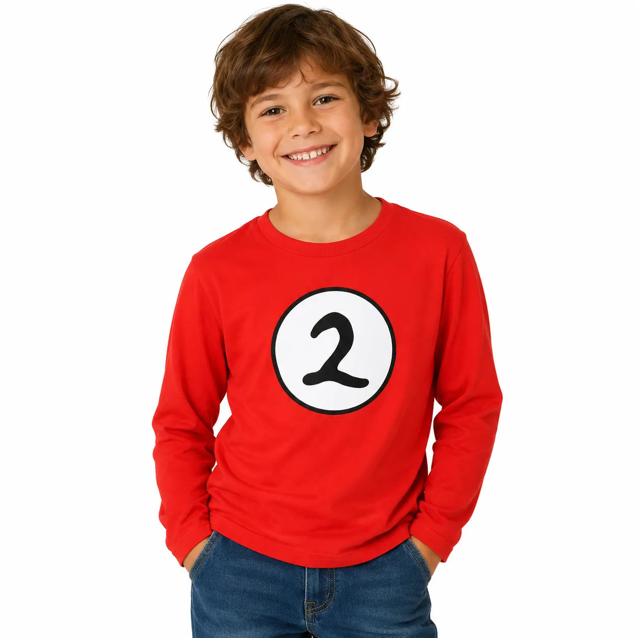 Kids Cat In The Hat Thing 2 Long Sleeve Red Top Party Costume Book Week - M (7-9 Years Old)