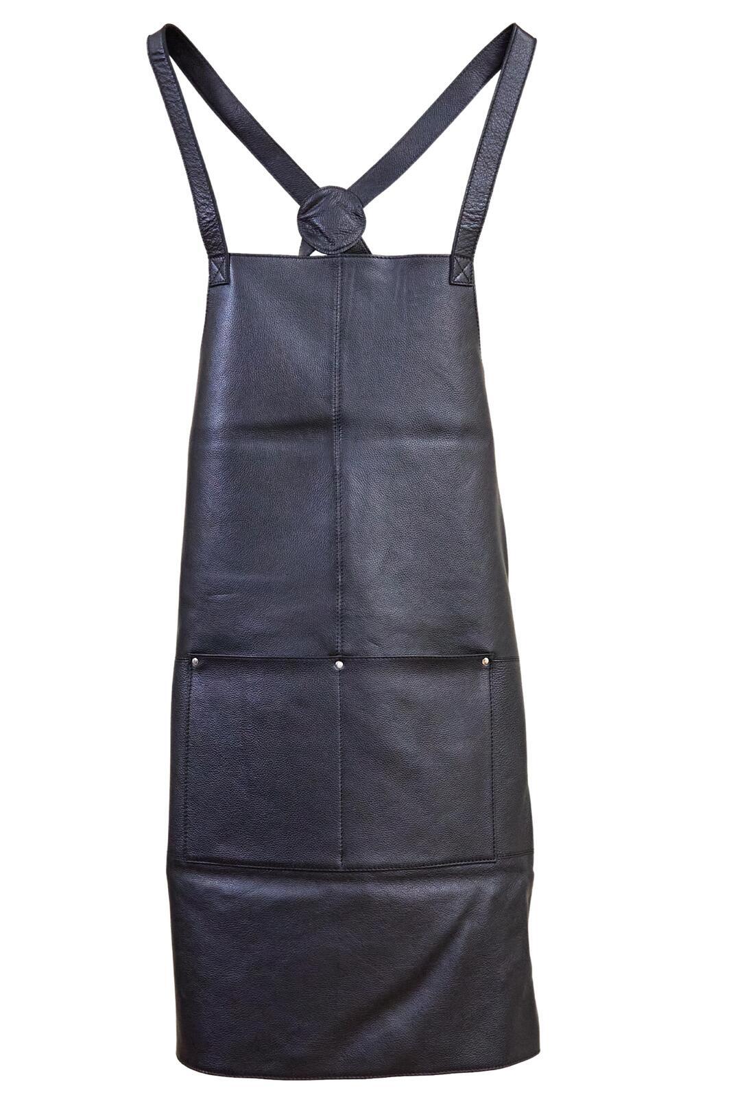 Pierre Cardin Professional Leather Apron Butcher Woodwork Hairdressing Barber Chef - Black