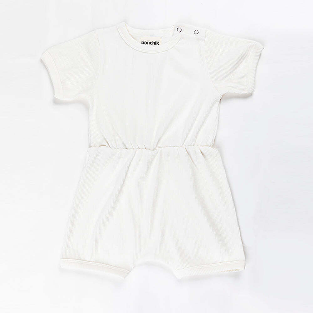 Ponchik Babies + Kids - Ribbed Cotton Romper - - 3-6 months