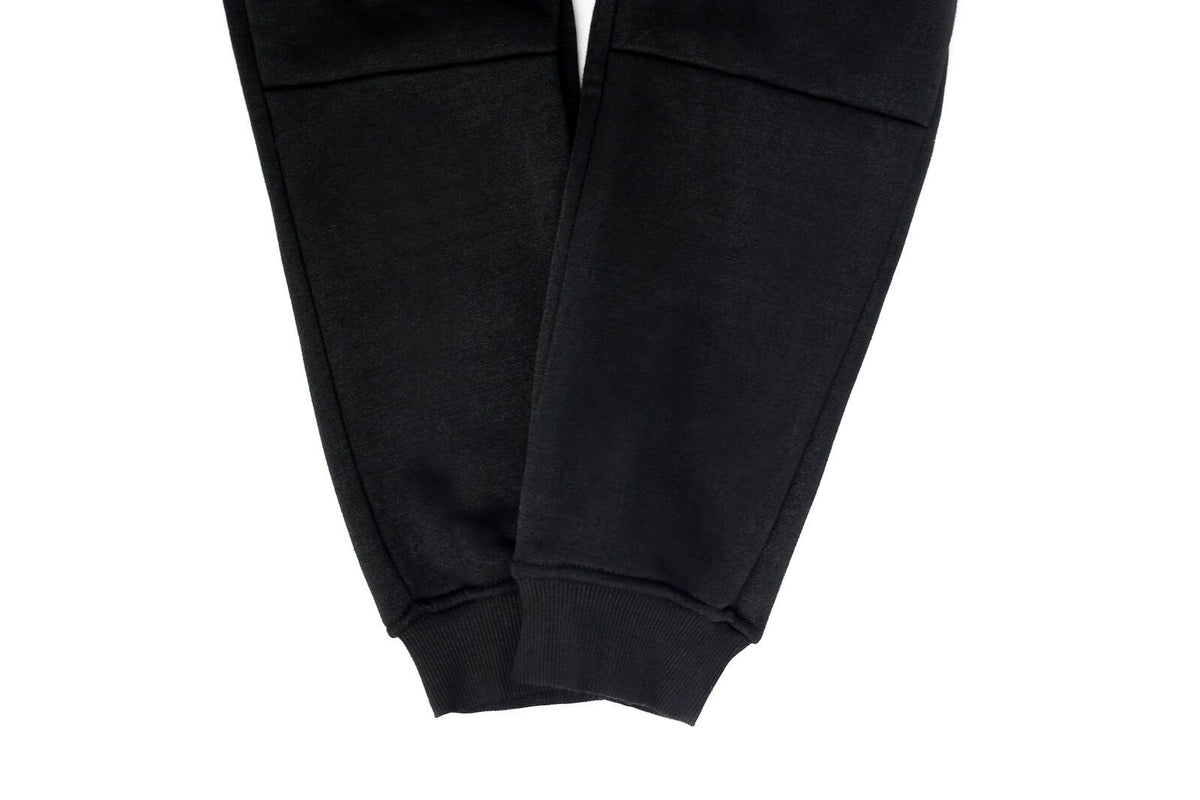 Mens Skinny Track Pants Joggers Trousers Gym Casual Sweat Cuffed Slim Trackies Fleece - Black