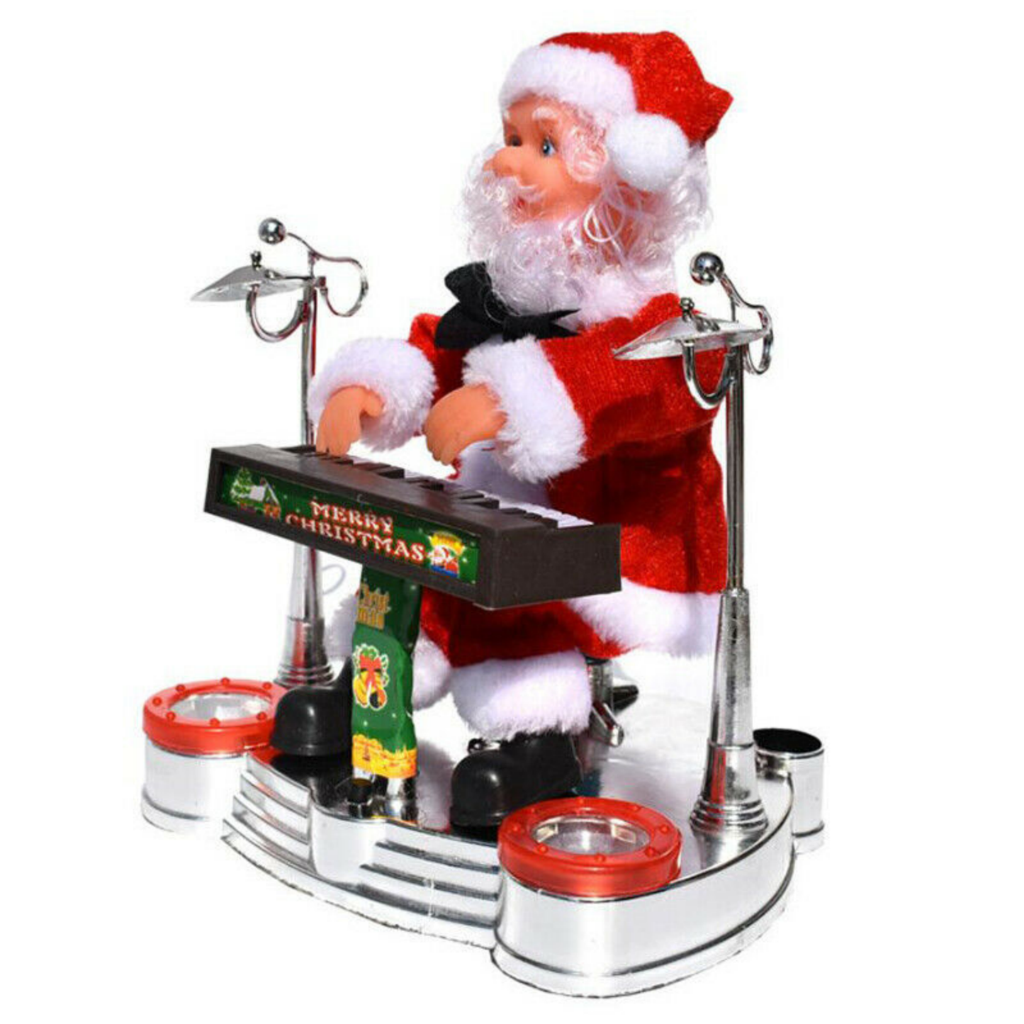 Santa Claus Playing Ornament Piano Doll Musical Toy Xmas Christmas Gift