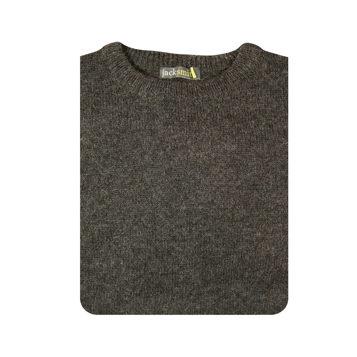 Mens 100% Shetland Ragg Wool Round Neck Knit Jumper Pullover Crew Sweater - Charcoal