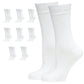 9 Pairs BAMBOO SOCKS Crew Natural Eco Healthy Enviro Unisex Work Business BULK - White