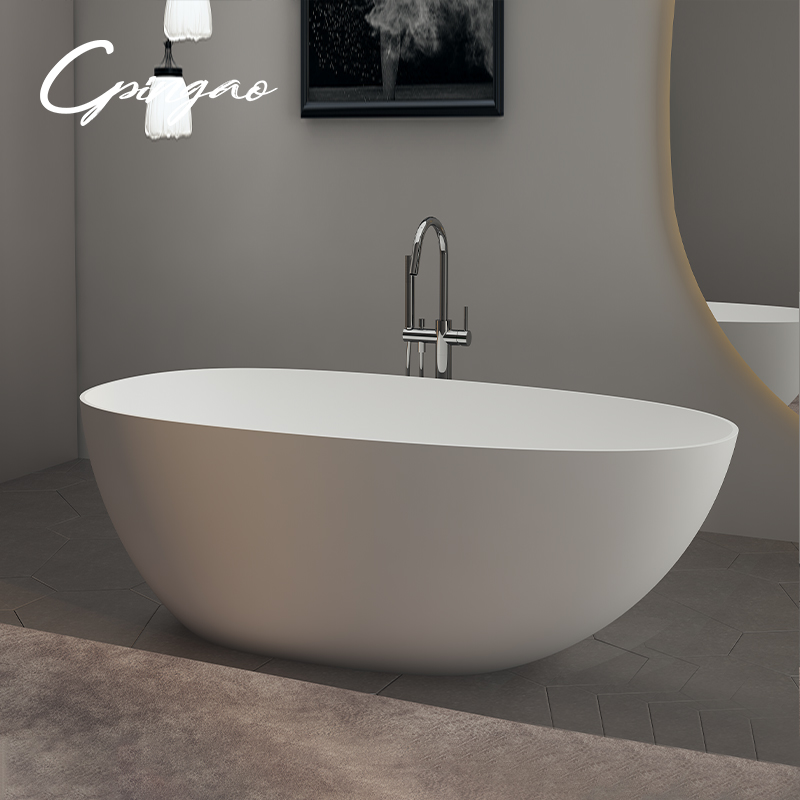 Medium Size Egg Shaped Cast stone - Solid Surface Bath 1700mm Length