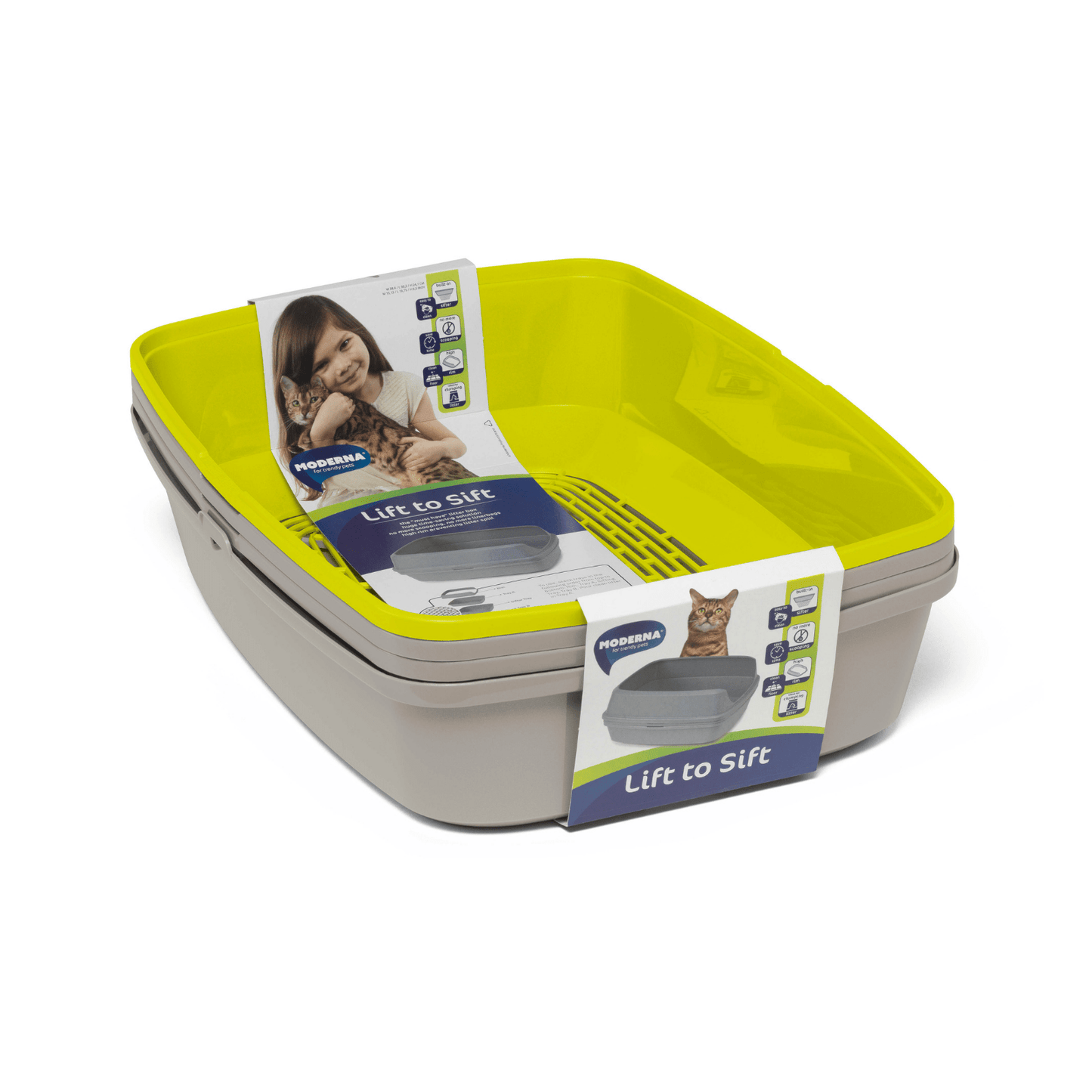 Scoop Free Cat Litter Box Moderna Lift-to-Sift - Grey Jumbo