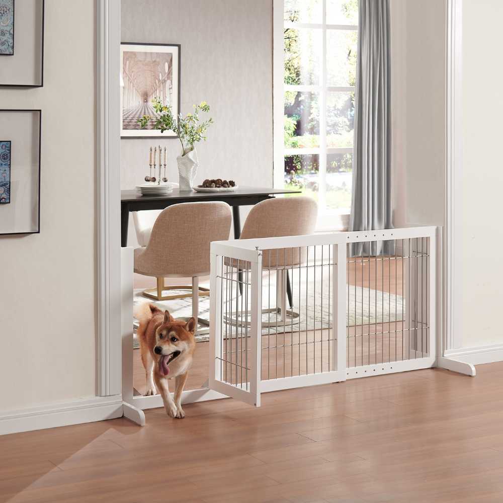 Freestanding Retractable Dog Barrier with Gate - Small