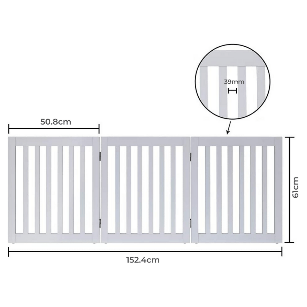 Freestanding Dog Gate Three Panel - White