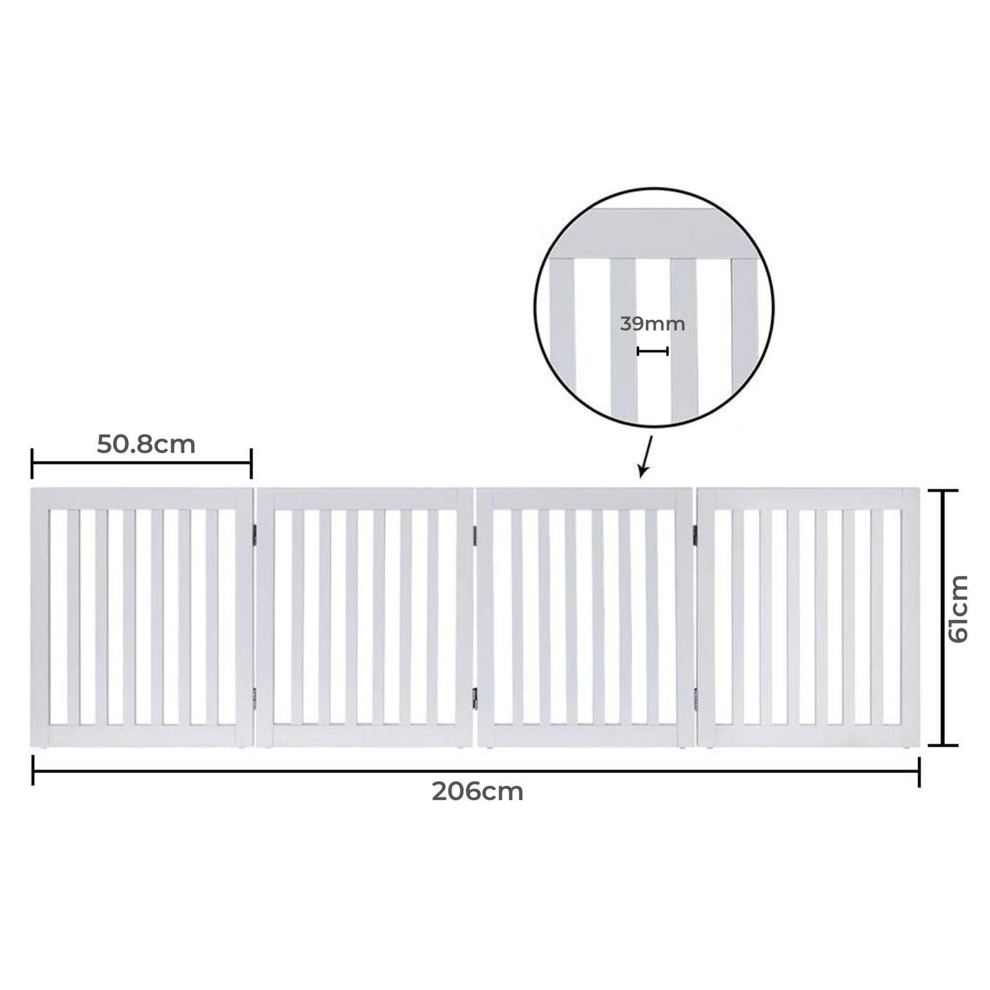 Freestanding Dog Gate Four Panel - White