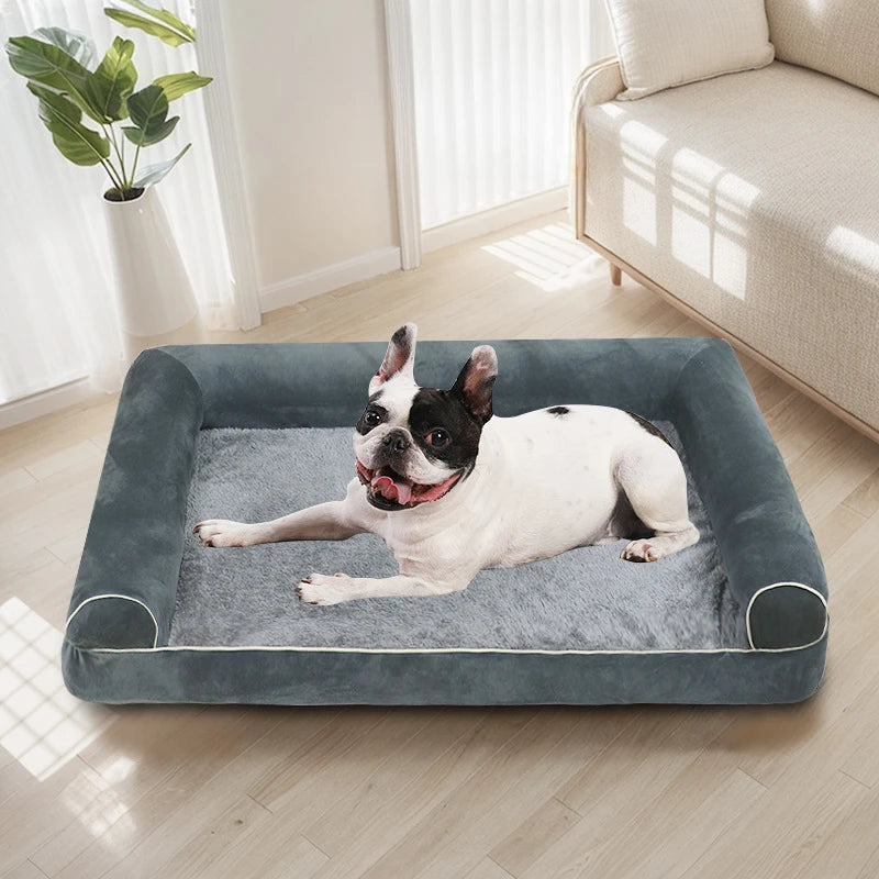 XL Size PawfectFriend Orthopedic Dog Bed 3-Side Comfort Bolster Padded Calming Mattress Bed with Removable Cover