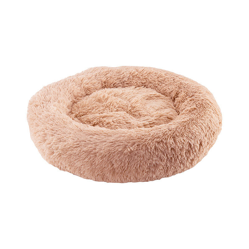 XXL-80cm peach PawfectFriend Dog Pet Cat Calming Bed Plush Beds Large Fluffy Donut Comfy Cushion Puppy Mat