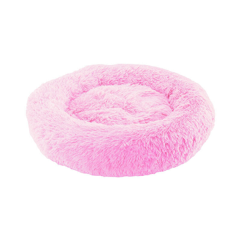 XXL-80cm pink PawfectFriend Dog Pet Cat Calming Bed Plush Beds Large Fluffy Donut Comfy Cushion Puppy Mat