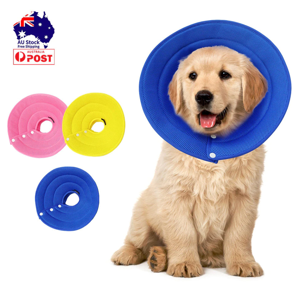 Ondoing Pet Dog Cat Elizabethan Collar - Adjustable Cone Mesh Recovery Multicolor