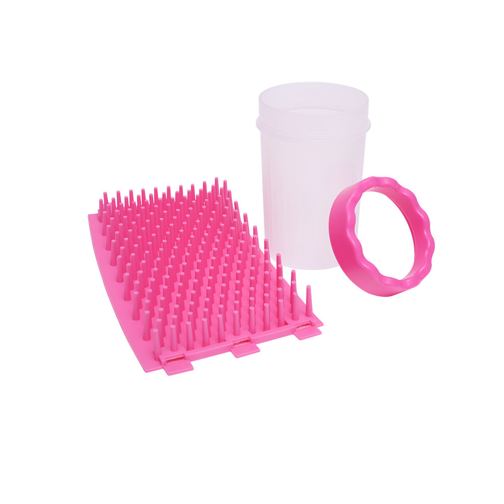 Pet Foot Cleaner Ondoing Dog Cat Paw Washer Grooming Brush Mug-L Pink