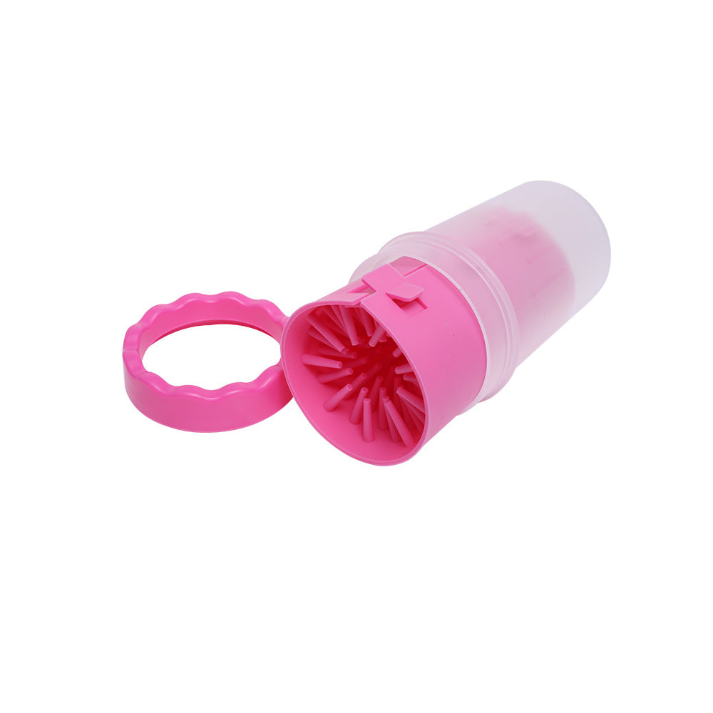 Pet Foot Cleaner Ondoing Dog Cat Paw Washer Grooming Brush Mug-L Pink