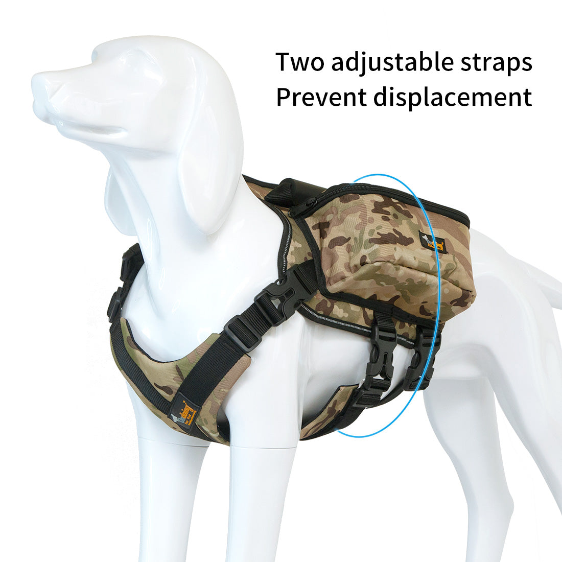 Dog Backpack Harness Pet Carrier Saddle Bag Reflective Outdoor Hiking L - Blue - Ondoing