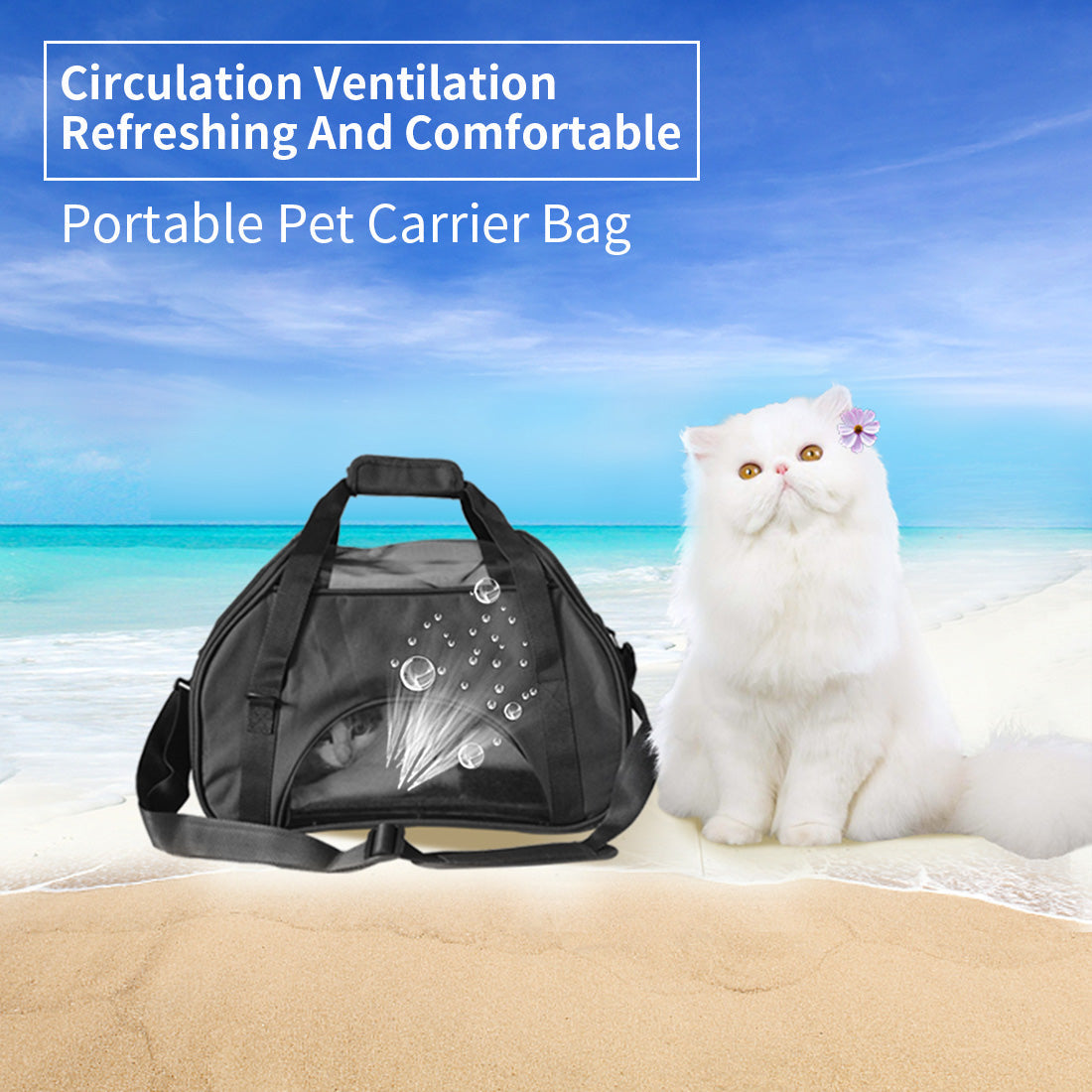 Portable Pet Carrier Tote Travel Bag Kennel Soft Dog Crate Cage Outdoor - Black Ondoing