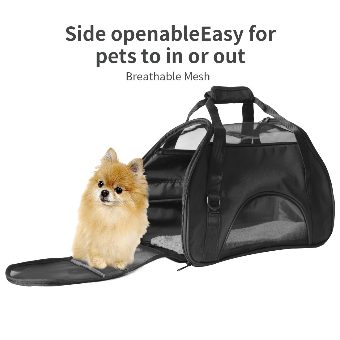 Portable Pet Carrier Tote Travel Bag Kennel Soft Dog Crate Cage Outdoor - Black Ondoing