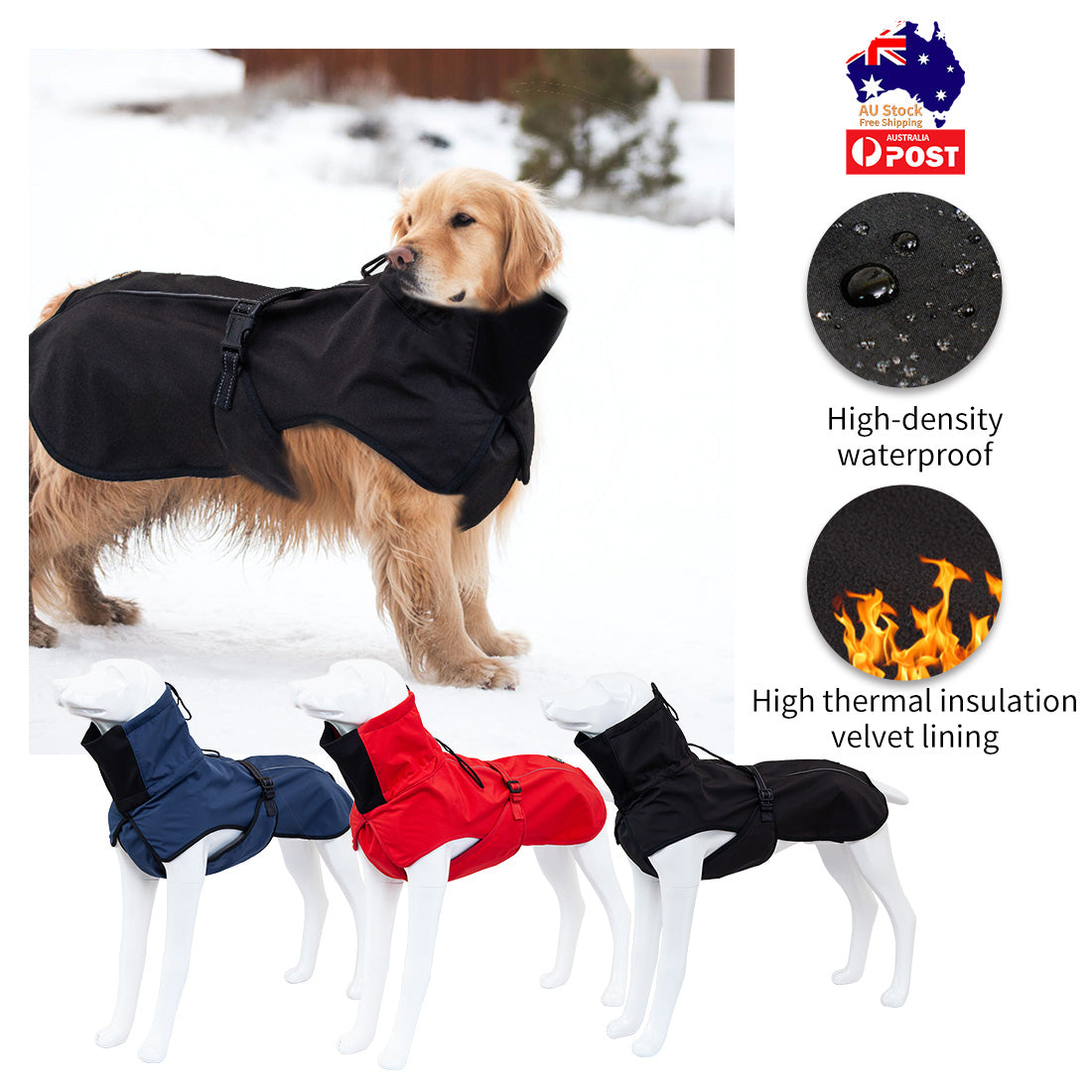 Pet Dog Raincoat Poncho Jacket Windbreaker Waterproof Clothes with Harness Hole-S-Blue