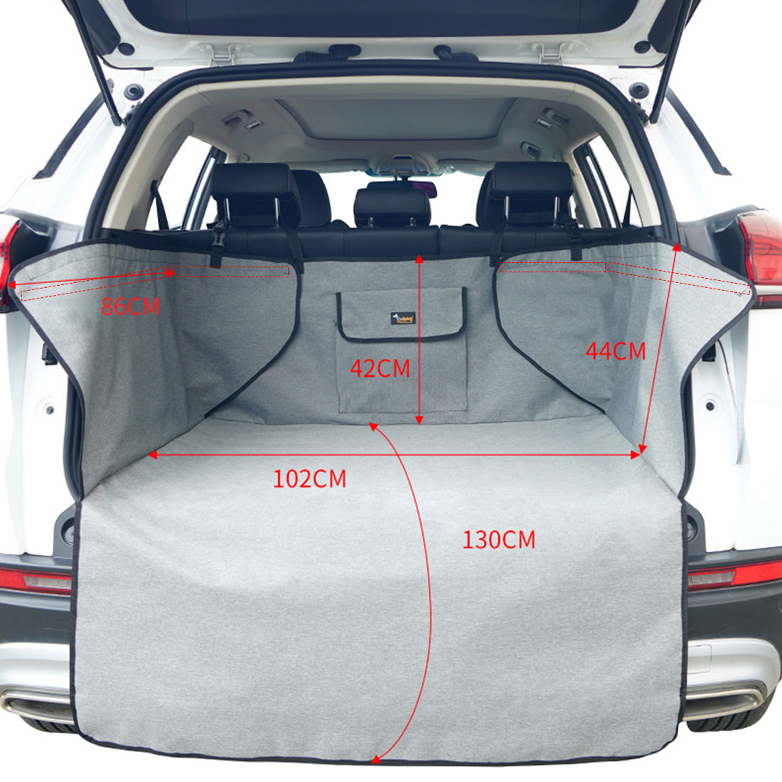 Ondoing Grey Dog Car Boot Cover SUV Liner Trunk Rear Cargo Hammock Waterproof Protector