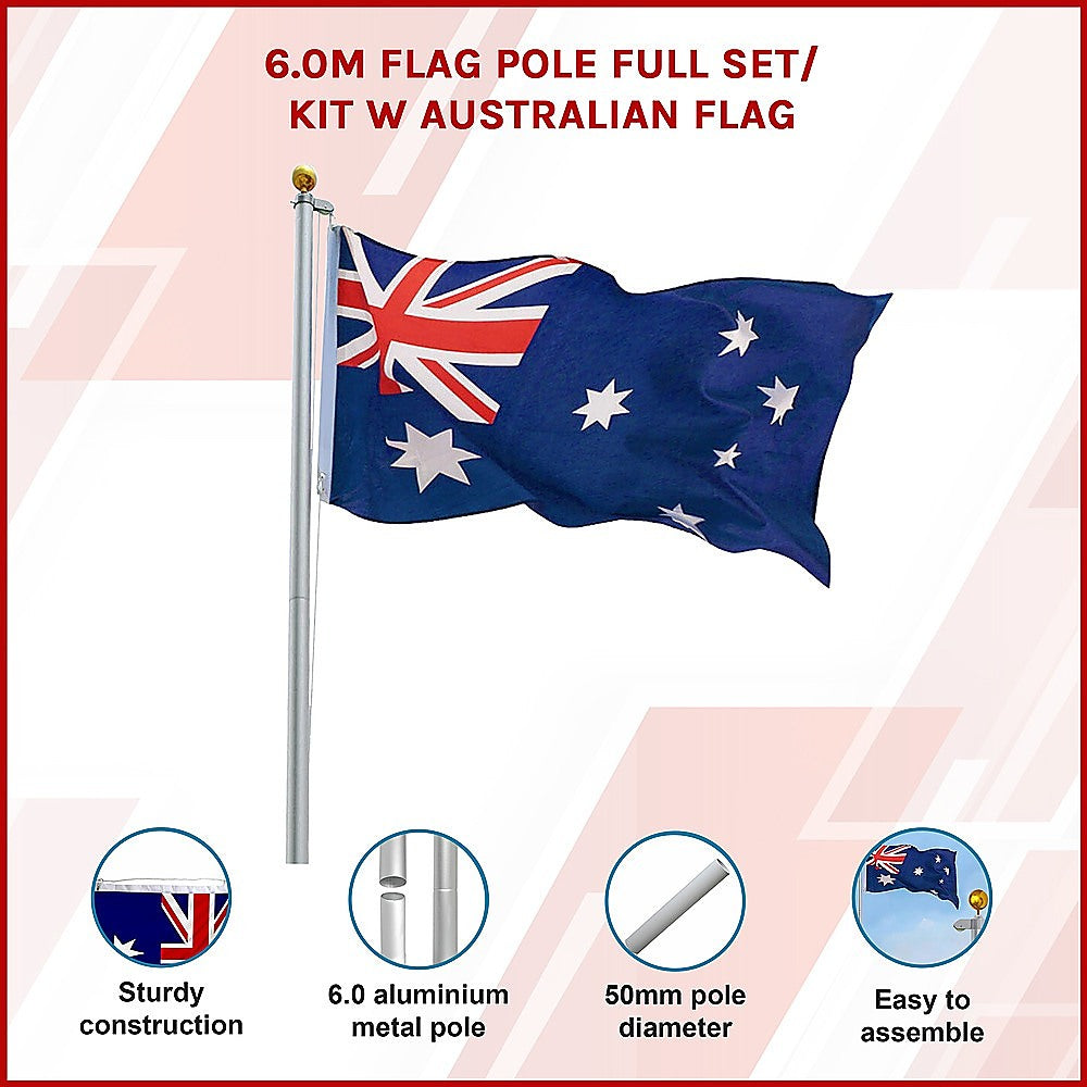 Flag Pole Full Set 6.0M Kit with Australian Flag