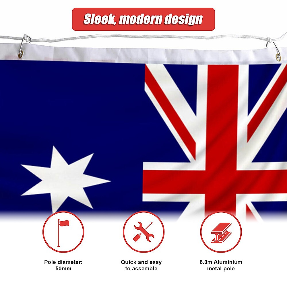 Flag Pole Full Set 6.0M Kit with Australian Flag