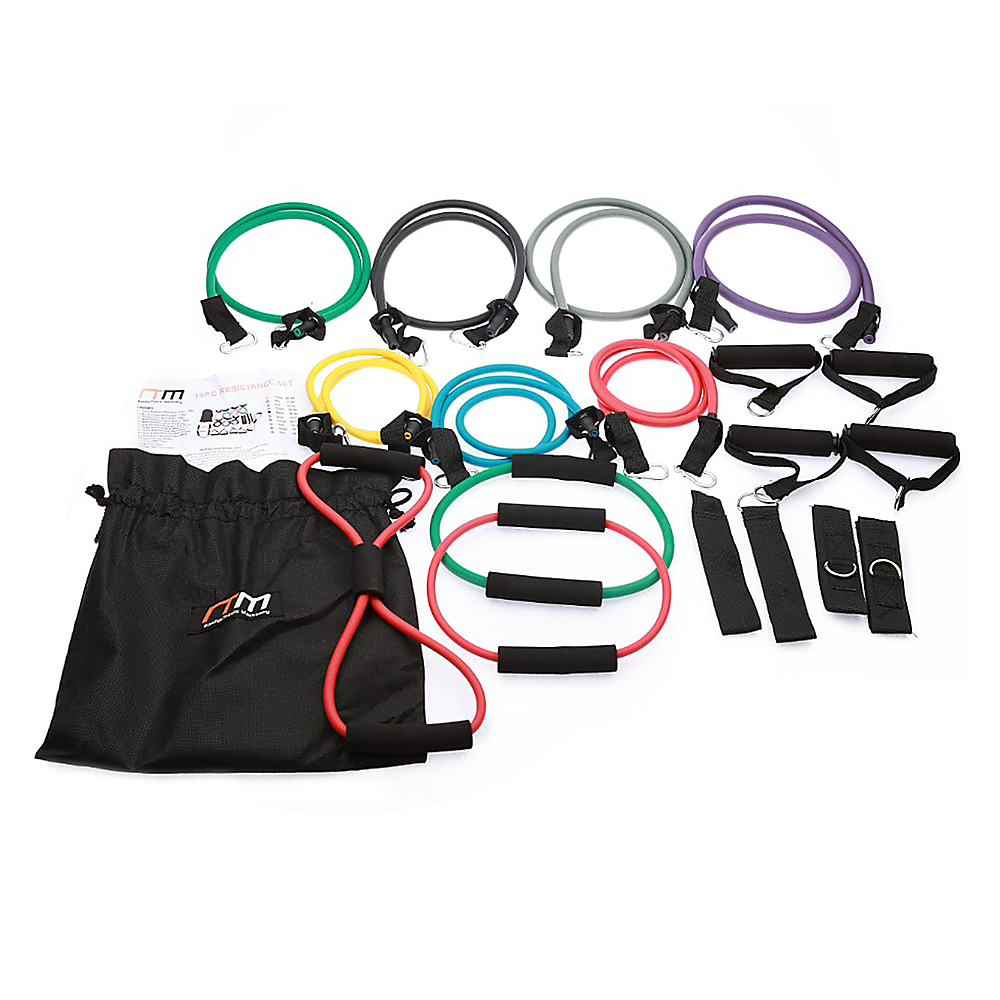 Resistance Exercise Fitness Bands Tubes Kit Yoga Set 19PC