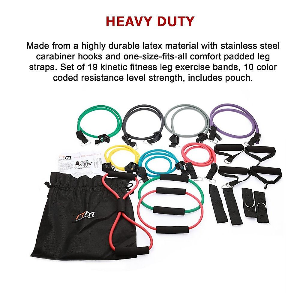 Resistance Exercise Fitness Bands Tubes Kit Yoga Set 19PC