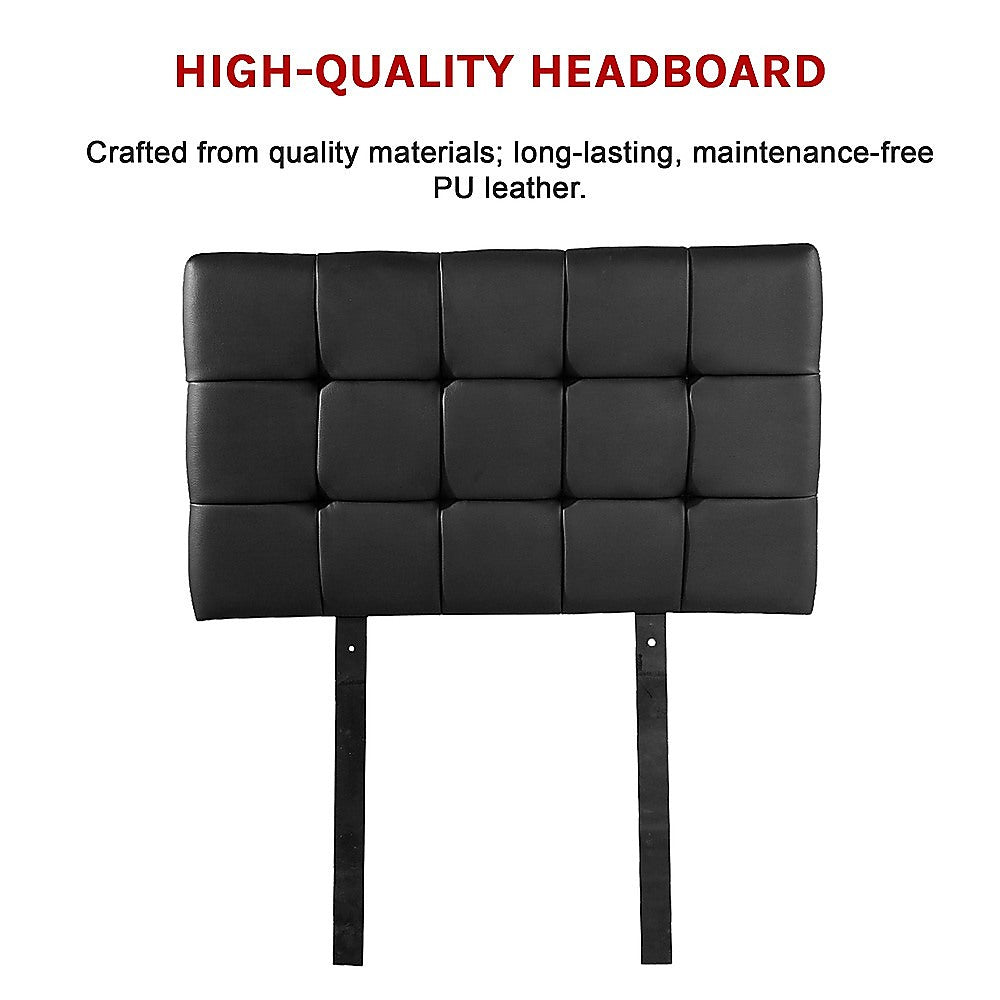 PU Leather Deluxe Bed Headboard Bedhead Single - Black