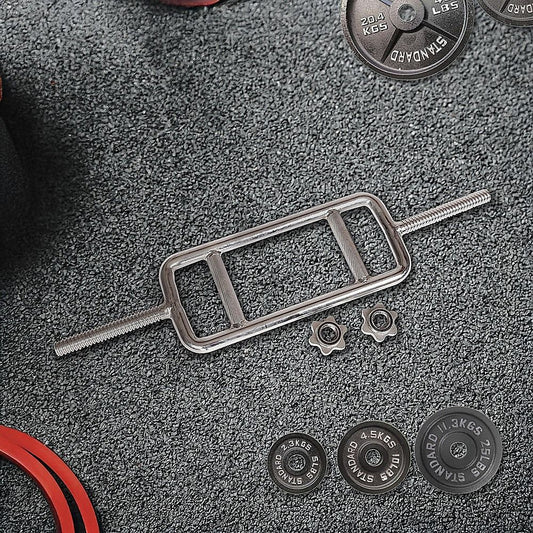 Tricep Bar Barbell Chrome Heavy Duty with HomeMyGardenlock Collars