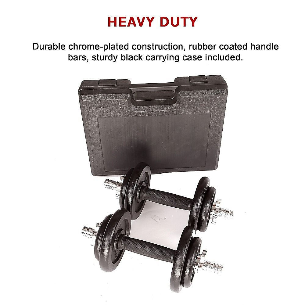 Dumbbell Set 20KG Black with Carrying Case