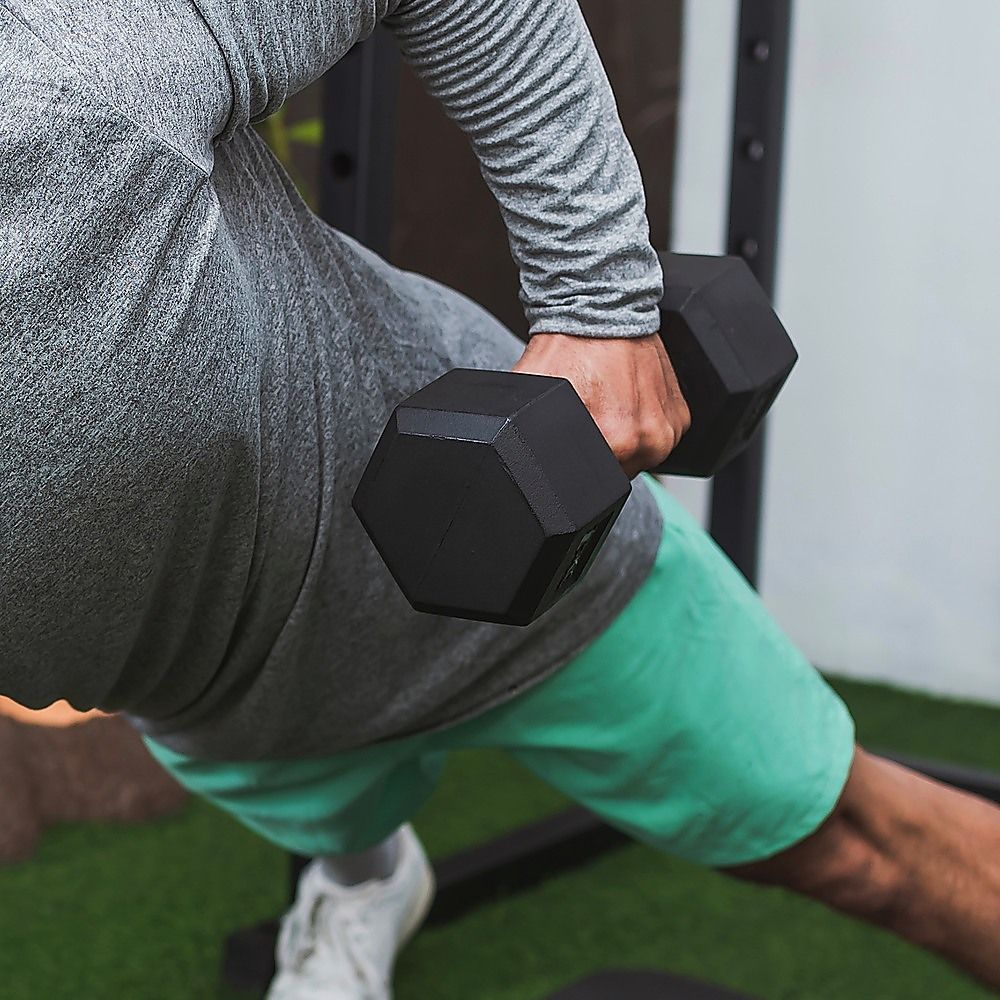 Commercial Rubber Hex Dumbbell 25KG - Gym Weight