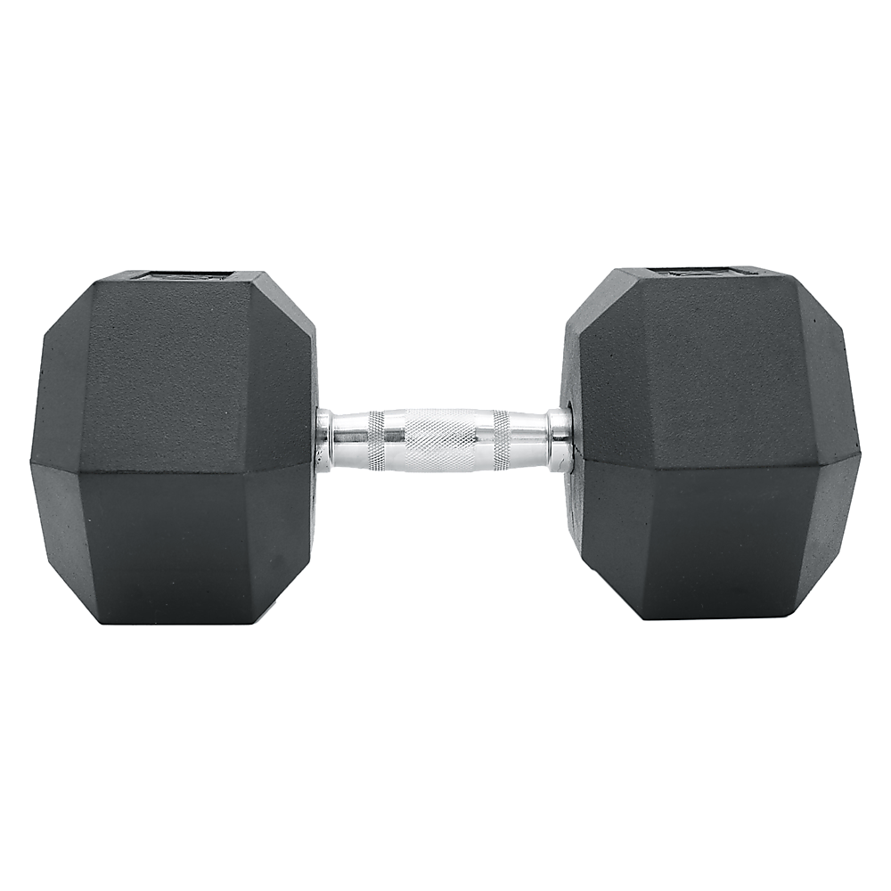 Commercial Rubber Hex Dumbbell 25KG - Gym Weight