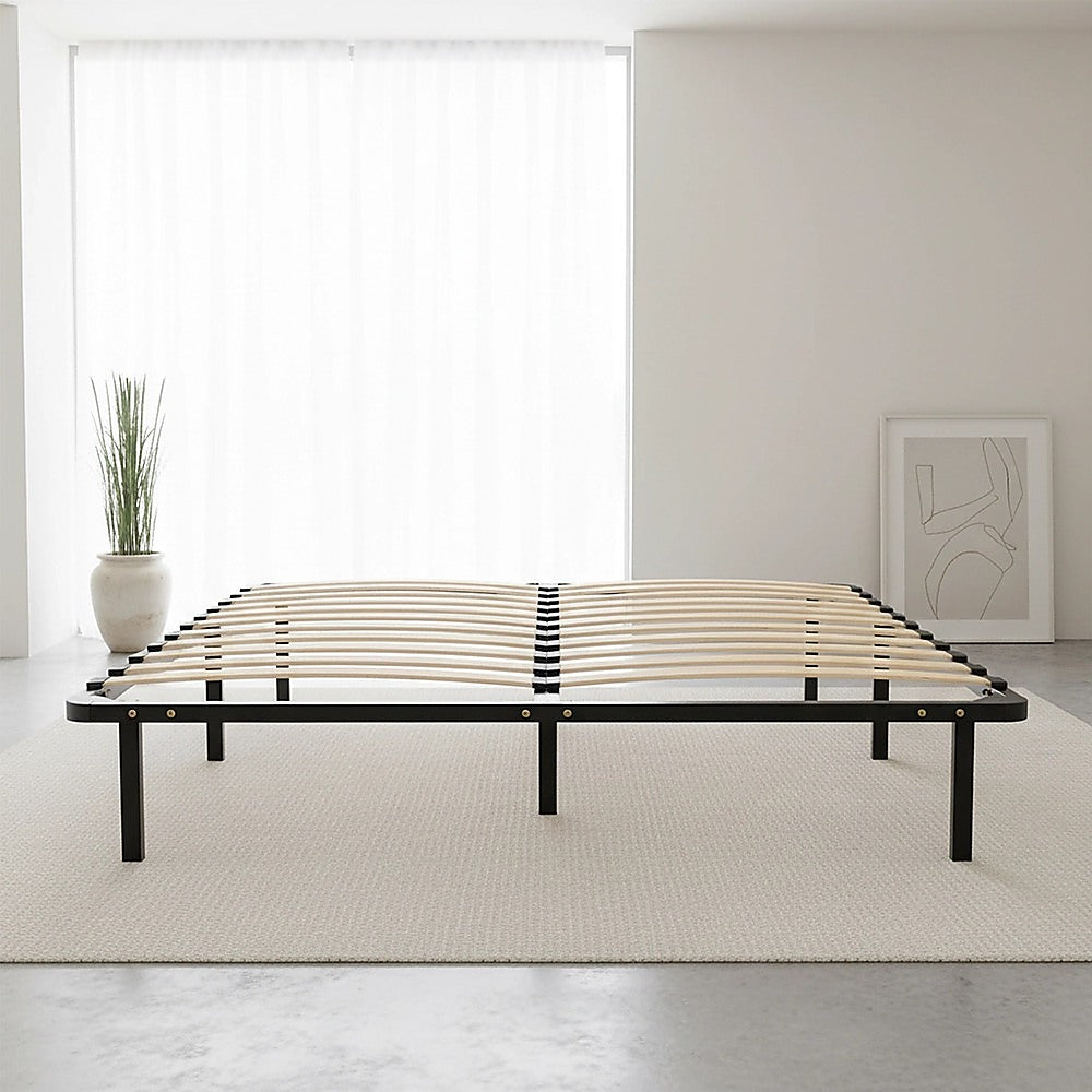 Metal bed frame with queen bedroom
