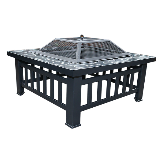 Square Metal Fire Pit Outdoor Heater 18"
