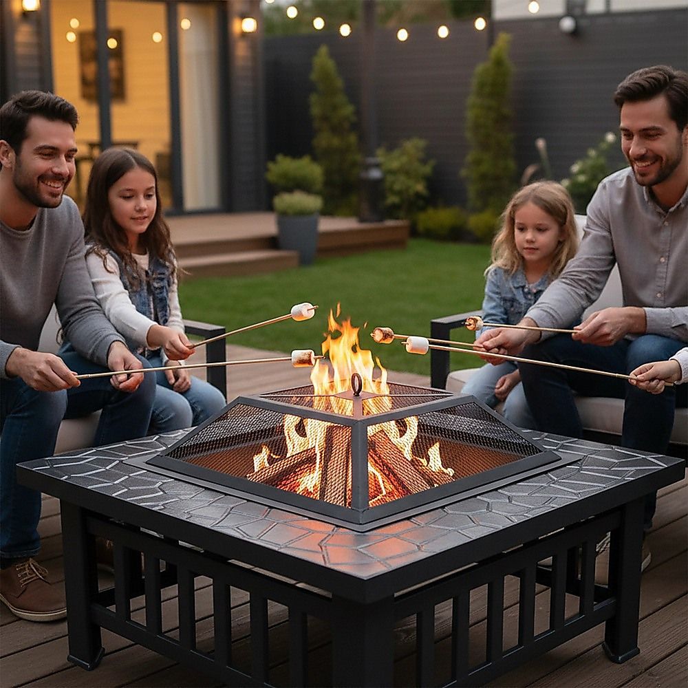 Square Metal Fire Pit Outdoor Heater 18 04