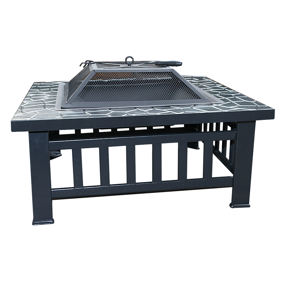 Square Metal Fire Pit Outdoor Heater 18"